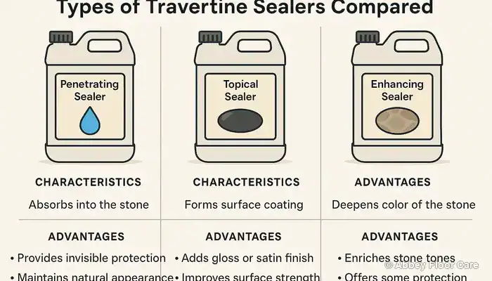 A image detailing different types of travertine sealer