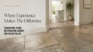 Travertine floor in a local property has deteriorated and needs professional restoration by a nearby specialist in Surrey
