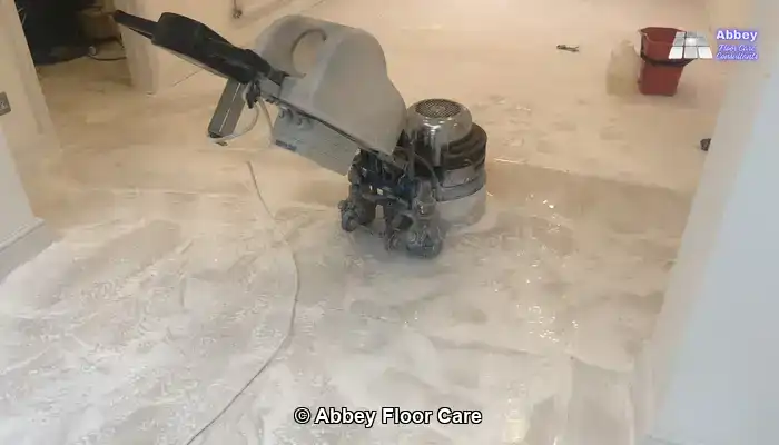 Marble tiles during a coarser grinding stage.