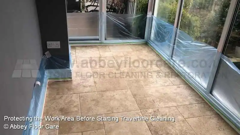 Protecting-the-Work-Area-Before-Starting-Travertine-Cleaning