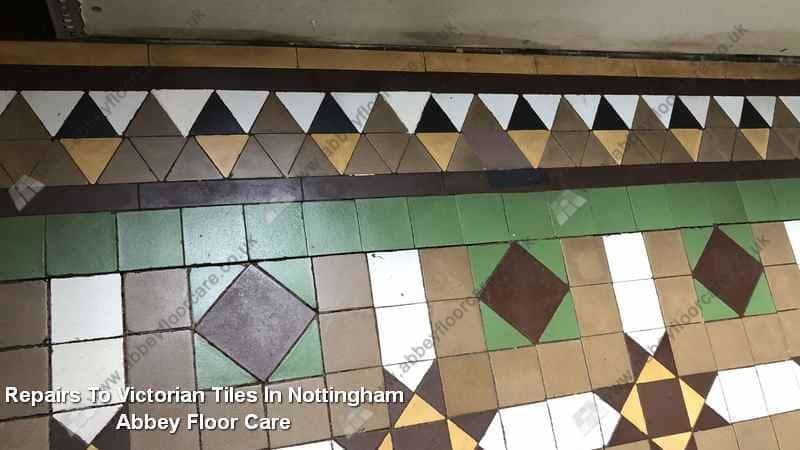 hole repair in victorian tile floor in nottingham