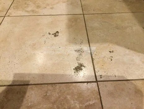 Worn honed travertine surface in Chippenham with visible pitting