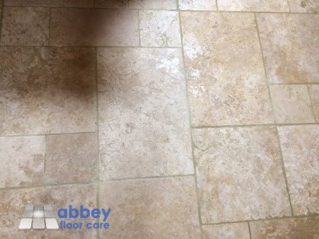 travertine floor cleaning before the honing process