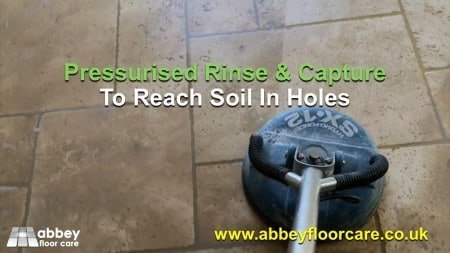 pressure cleaning tumbled travertine