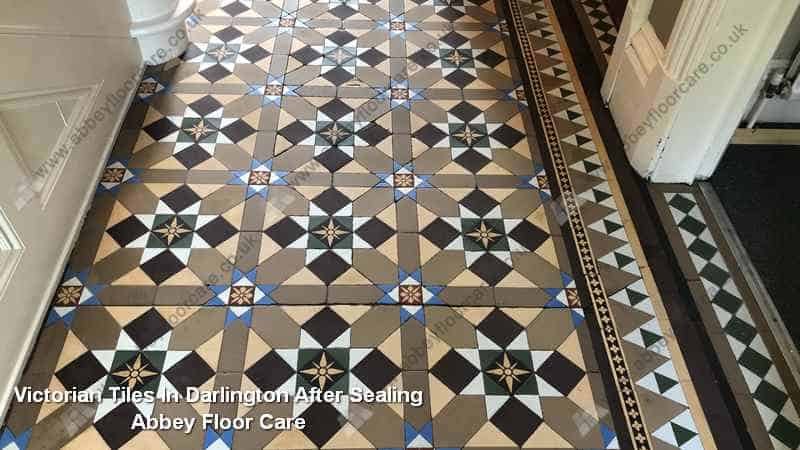 Victorian tiles in Darlington after cleaning and sealing