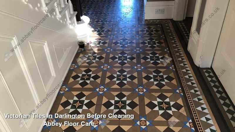 Victorian tiles in Darlington before cleaning