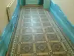 Victorian clay tile hallway floor before restoration in a Burton on Trent home