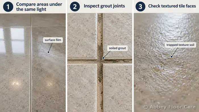 Three checks for diagnosing dirty-looking ceramic tile floors
