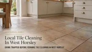 Ceramic Tile floor illustrating grime Trapped Before Ceramic Tile Cleaning In West Horsley