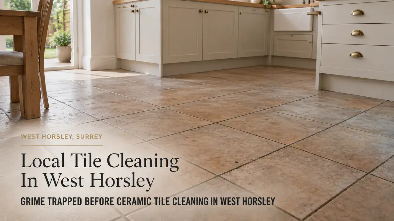 Grime Trapped Before Ceramic Tile Cleaning In West Horsley