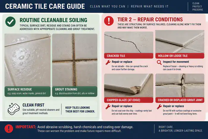 Warning signs that ceramic tiles need repair or replacement