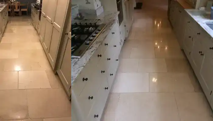 Comparison of honed satin marble finish versus polished glossy marble finish