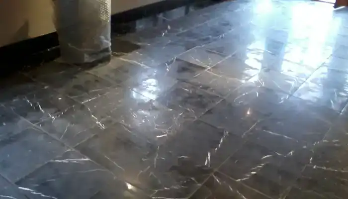 Dull traffic lane and fine scratching on a marble floor that will not improve with cleaning