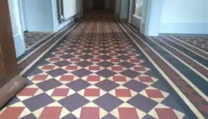 Restored Victorian Minton clay tile floor in Ovington, Buckinghamshire