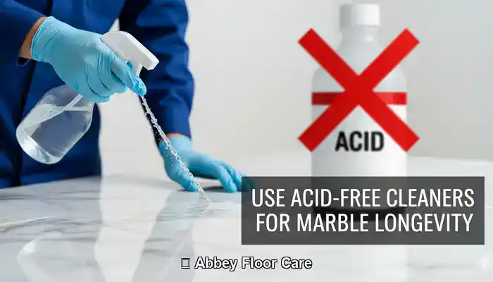 importance of not using acid cleaners on marble floors that can be restored by abbey floor care.