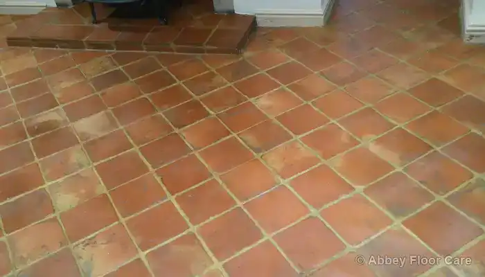 Restored terracotta floor with even colour and breathable finish