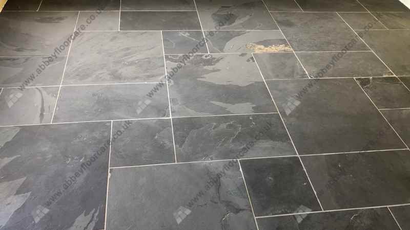 slate floor after cleaning in barrow in furness by abbey floor care
