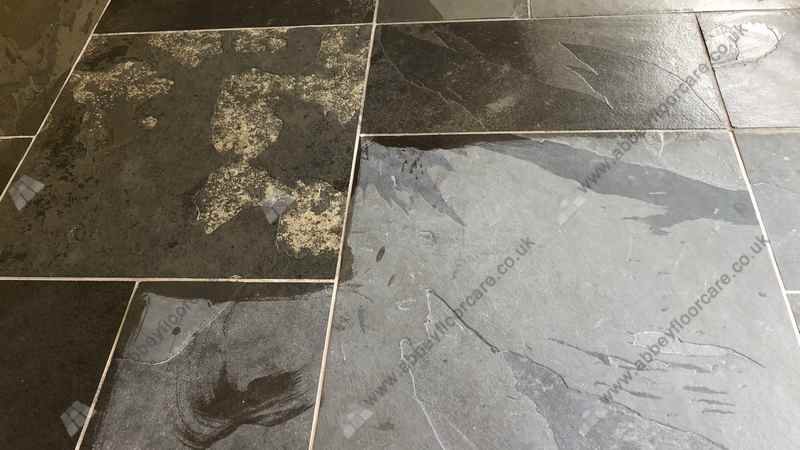 slate floor during sealing in barrow in furness by abbey floor care