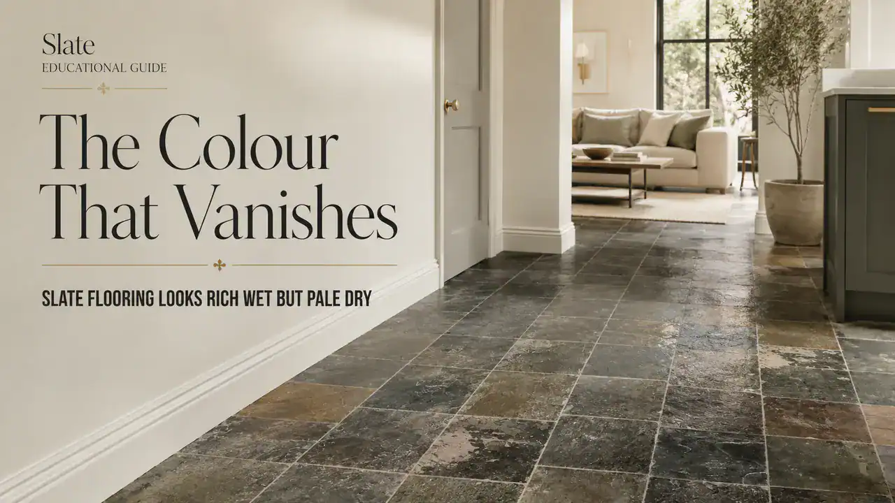 Slate Flooring Looks Rich Wet But Pale Dry