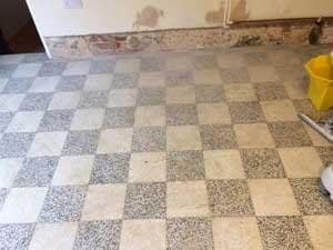 terrazzo floor before being restored by abbey floor care