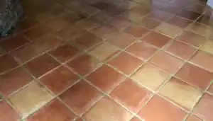 Terracotta tile floor in London after professional cleaning and sealing