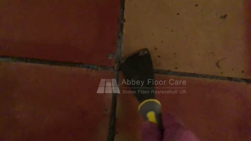 Terracotta Scraping Sealer Out Of Grout Sevenoaks Abbey Floor Care