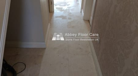 travertine tiles in balderton newark with grout filled holes