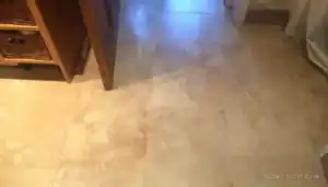 Cleaned and sealed travertine kitchen floor in Selby after professional restoration