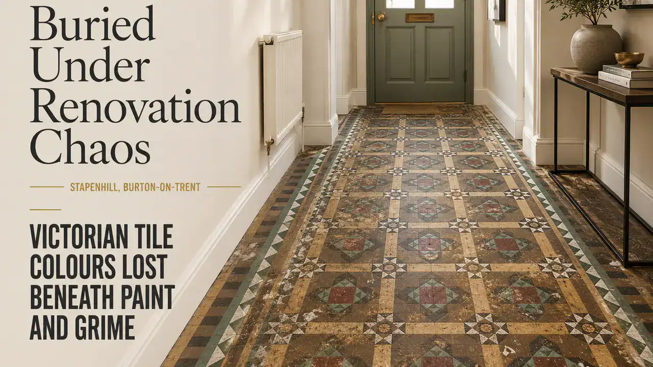 Victorian Tile Restoration Beneath Paint Spills