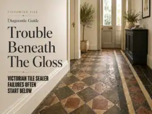 Victorian Tile diagnostic guide — whether a high-gloss sealer is suitable or likely to fail due to moisture activity