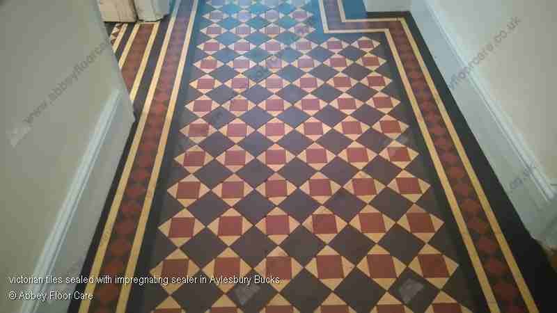 victorian tiles sealed with impregnating sealer in Aylesbury Bucks.